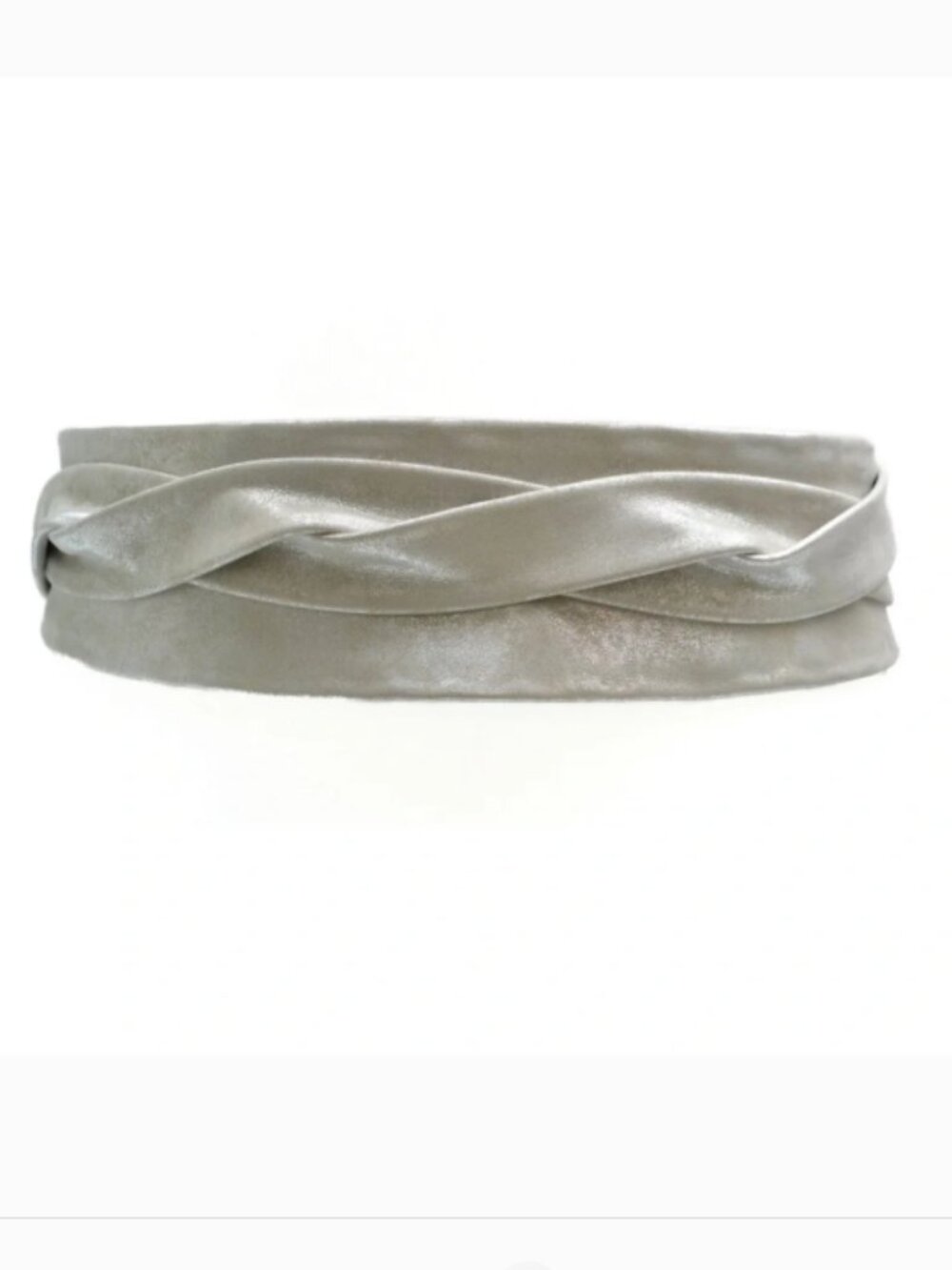 ADA Collection Classic Leather Wrap Belt | Silver Neutral | NWT - Picture 2 of 14